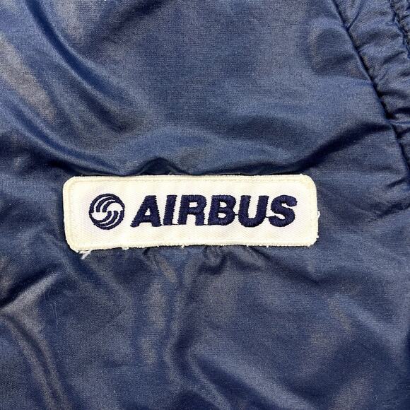 Vintage Airbus Bomber Jacket Adult Small Navy Blue Aerospace Aircraft Space 80s - Picture 3 of 10
